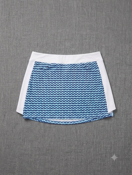 PGA Tour Dresses & Skirts - PGA Tour Women's Golf Skort Size L Blue White Geometric Print Athletic Tennis